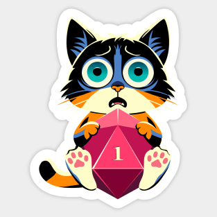 Critical Fail Cat D20 Dice Sticker